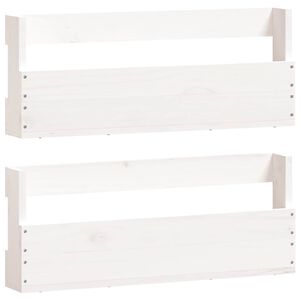 vidaXL v&aelig;gh&aelig;ngte skohylder 2 stk. 59x9x23 cm massivt fyrretr&aelig; Hvid