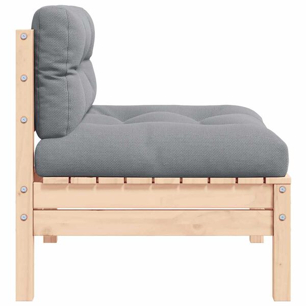 vidaXL midterdel til havesofa med gr&aring; hynder massivt fyrretr&aelig;