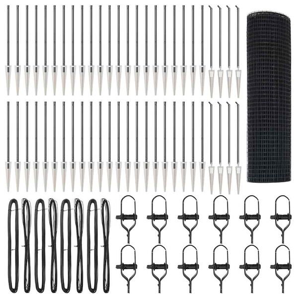 vidaXL Hegnsp&aelig;l Gr&aring; 100 x 0,5 m (19 x 19 mm net) St&aring;l og PVC