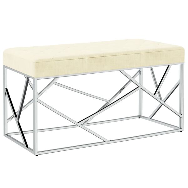 vidaXL b&aelig;nk 97 cm fl&oslash;jl og rustfrit st&aring;l cremefarvet