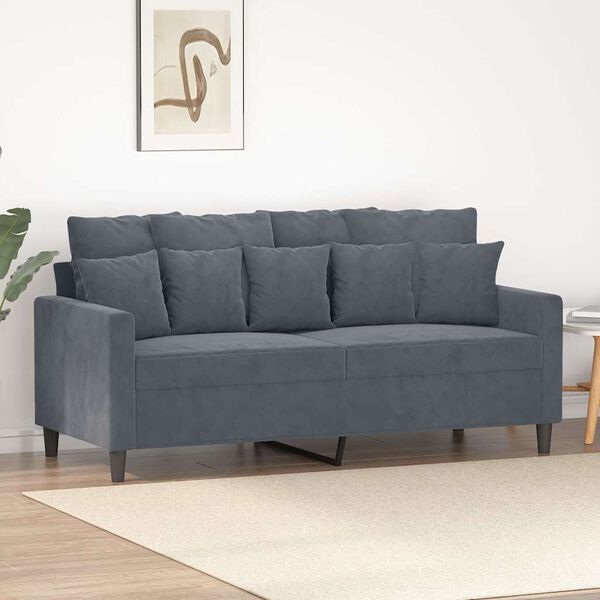 vidaXL 2-personers sofa 140 cm fl&oslash;jl m&oslash;rkegr&aring;