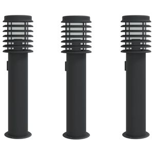 vidaXL udend&oslash;rs standerlamper 3stk stikkontakt 60cm rustfrit st&aring;l sort