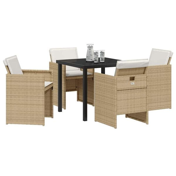 vidaXL Have Spisebordss&aelig;t 5 pcs Beige polyrattan