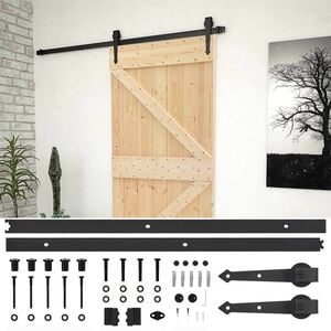 vidaXL Skyded&oslash;r 80 x 210 cm Massivt fyrretr&aelig; Naturfarvet og sort
