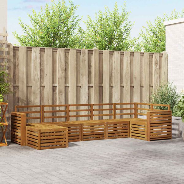 vidaXL Sofas&aelig;t 7 pcs Naturfarvet Massivt Akacietr&aelig;