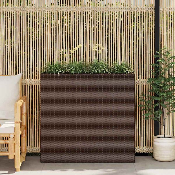 vidaXL plantekasse med 4 krukker polyrattan brun