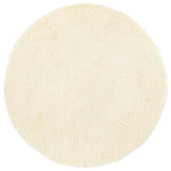 vidaXL shaggy gulvt&aelig;ppe NAVARRA 120x120 cm h&oslash;je luv cremefarvet