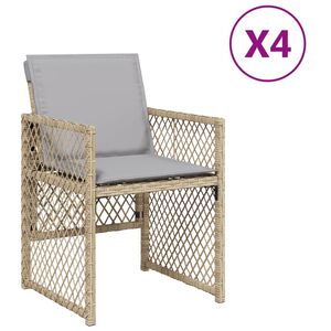 vidaXL havestole 4 stk. med hynder polyrattan blandet beige