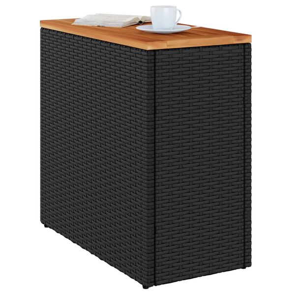 vidaXL havesidebord med træplade sort 58x27,5x55 cm polyrattan