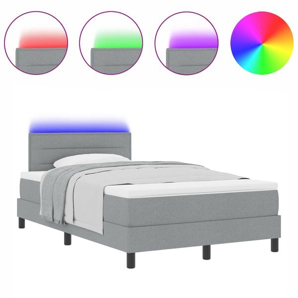 vidaXL Box spring seng med madras Lysegr&aring; 120 x 200 cm Stof