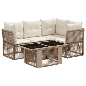 vidaXL Havesofa S&aelig;t 5 stk. Beige polyrattan