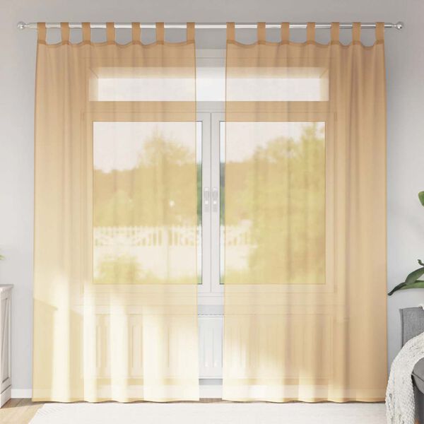 vidaXL voile-gardiner med løkker 2 stk. 140x245 cm sandfarvet