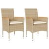 vidaXL havestole med hynder 2 stk. polyrattan beige