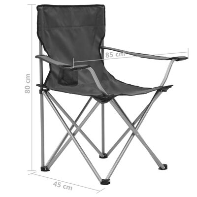 vidaXL campingbord og -stolesæt 3 dele grå