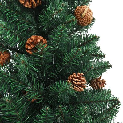 vidaXL smalt juletræ m. LED-lys + ægte træ og grankogler 150 cm grøn