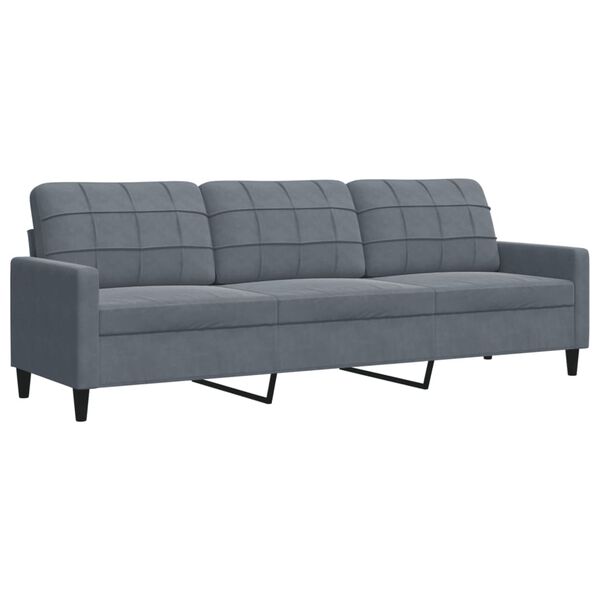 vidaXL 3-personers sofa 210 cm fløjl mørkegrå