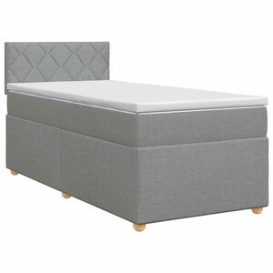 vidaXL Boxmadras med topmadras med hovedg&aelig;rde Lysegr&aring; 90 x 190 cm Stof