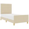 vidaXL Sengestel med hovedg&aelig;rde Creme 90 x 190 cm Stof
