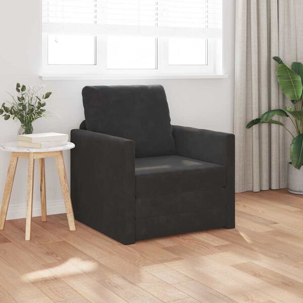 vidaXL Sovesofa Sort 74 x 77 x 81 cm Fløjl