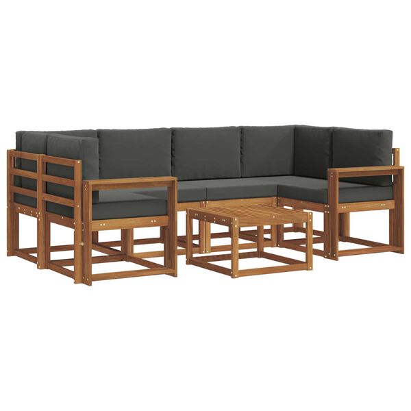 vidaXL Udend&oslash;rs sofagruppe med pude 7 pcs Naturlig og Antracit