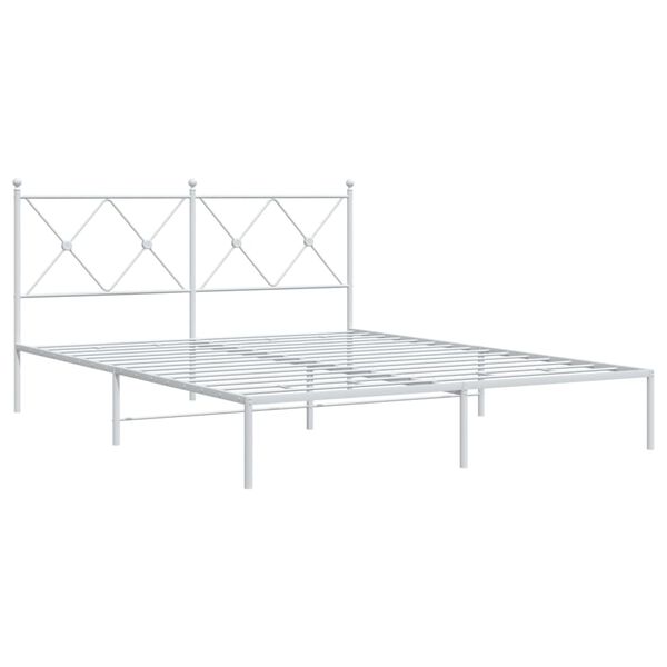 vidaXL sengeramme med sengegavl 160x200 cm metal hvid