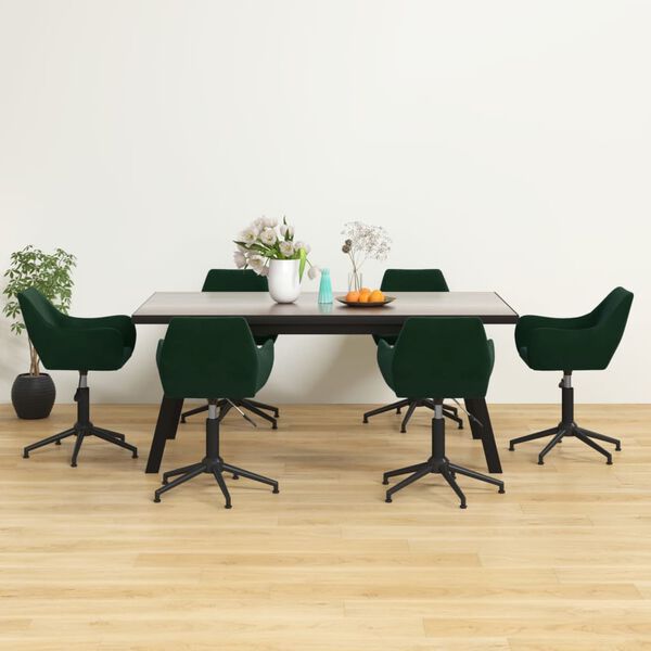 vidaXL drejelige spisebordsstole 6 stk. fl&oslash;jl m&oslash;rkegr&oslash;n