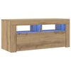 vidaXL tv-bord med LED-lys 90x35x40 cm konstrueret tr&aelig; kunsteg