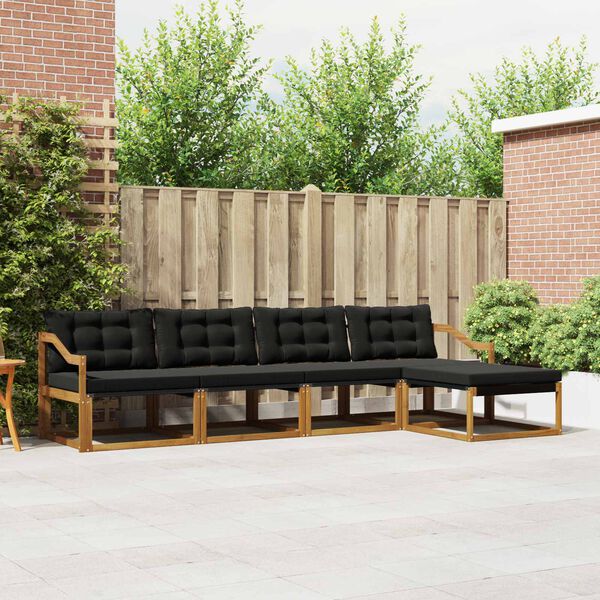 vidaXL Udend&oslash;rs sofagruppe med pude 5 pcs Naturlig og sort