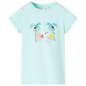 vidaXL T-shirt til b&oslash;rn str. 128 akvamarinbl&aring;