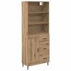 vidaXL Highboard Artisan Egetr&aelig; 69,5 x 34 x 180 cm Ingeni&oslash;rtr&aelig; og glas