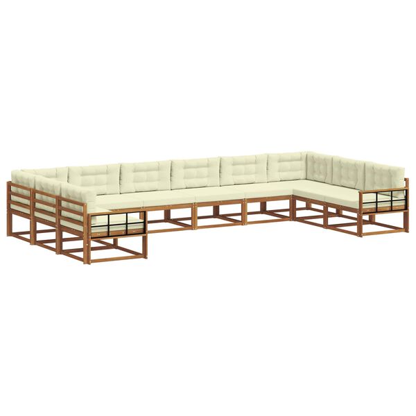 vidaXL Udend&oslash;rs sofagruppe med pude 10 pcs Naturlig og Fl&oslash;de