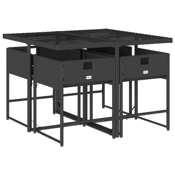 vidaXL spisebordssæt til haven 5 dele med hynder polyrattan grå