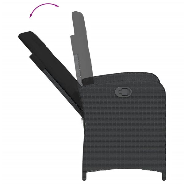 vidaXL spisebordss&aelig;t til haven 9 dele med hynder polyrattan sort