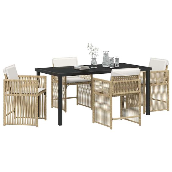vidaXL Have Spisebordss&aelig;t 5 pcs Beige polyrattan