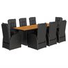 vidaXL spisebordss&aelig;t til haven 9 dele med hynder polyrattan sort