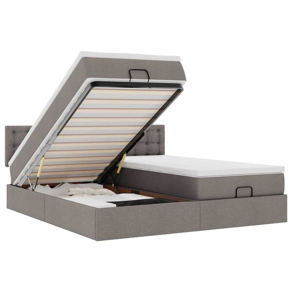 vidaXL osmannisk sengeramme med madrasser 180x200 cm stof gr&aring;brun