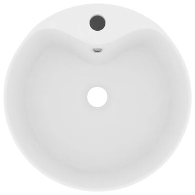 vidaXL luksuriøs håndvask med overløb 36x13 cm keramik mat hvid