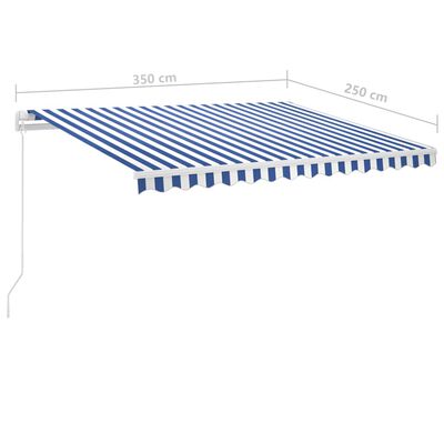 vidaXL fritstående markise 350x250 cm manuel betjening blå og hvid