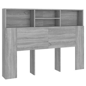 vidaXL sengegavl med opbevaring 140x19x103,5 cm gr&aring; sonoma-eg