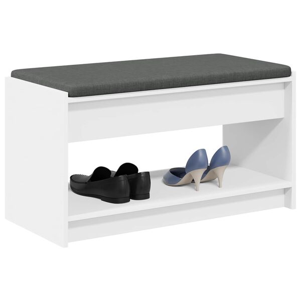 vidaXL Hallb&aelig;nk med pude Hvid 83 x 38 x 45 cm Kunstigt tr&aelig; og stof