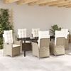 vidaXL Have Spisebordss&aelig;t med pude 7 pcs Beige polyrattan