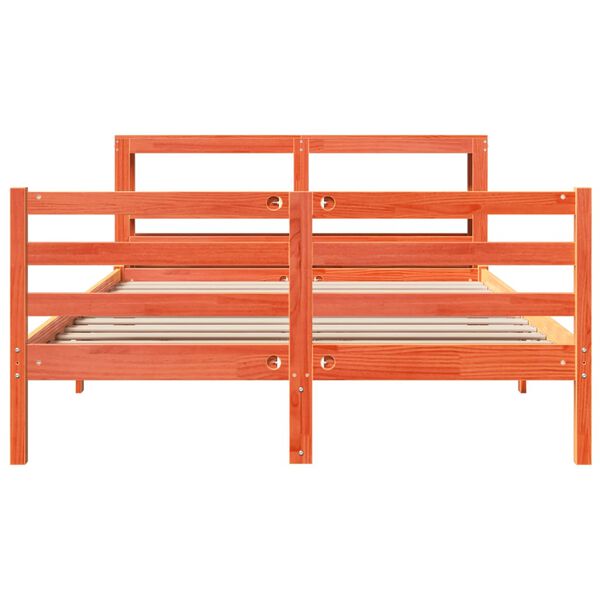 vidaXL sengeramme uden madras 150x200 cm massivt fyrretr&aelig; gyldenbrun