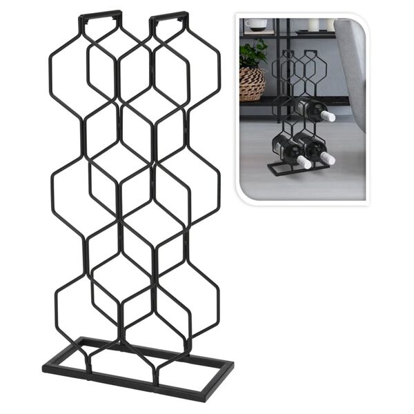 Home&Styling vinreol til 8 flasker metal sort