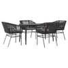 vidaXL 5 dele spisebordss&aelig;t til haven m. hynder polyrattan glas sort