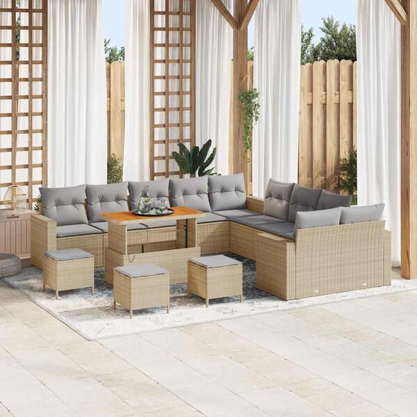 vidaXL Havesofa S&aelig;t 14 pcs Beige polyrattan