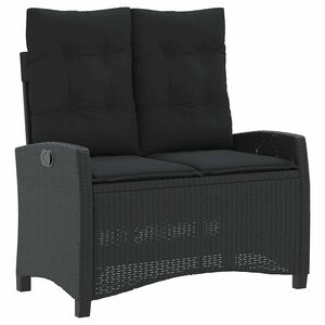 vidaXL haveb&aelig;nk med hynder og l&aelig;nefunktion polyrattan sort