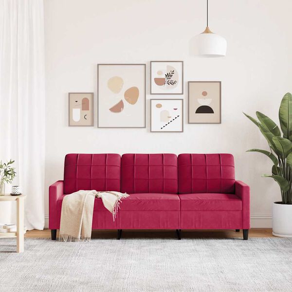 vidaXL 3-personers sofa 180 cm fl&oslash;jl vinr&oslash;d
