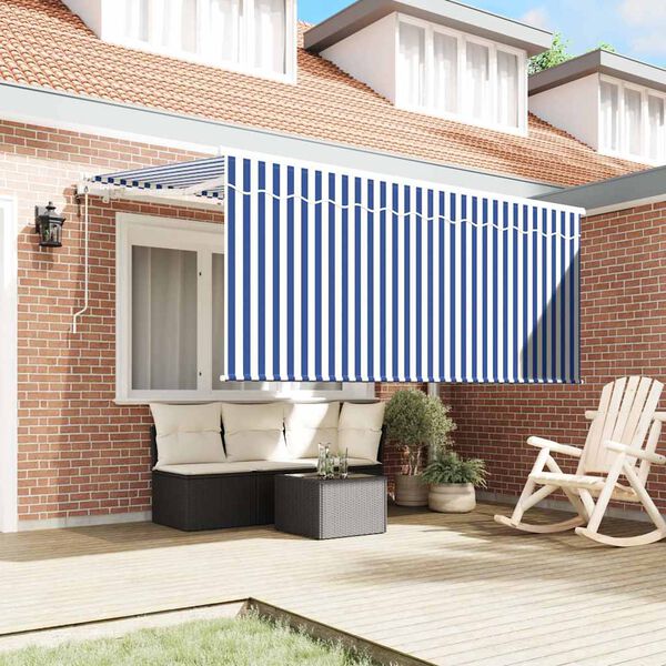 vidaXL Utr&aelig;kkelig Markise Bl&aring; og Hvid 300 x 200 cm