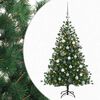 vidaXL Kunstigt juletr&aelig; med julekugle 120 cm 150 LED'er Varm hvid