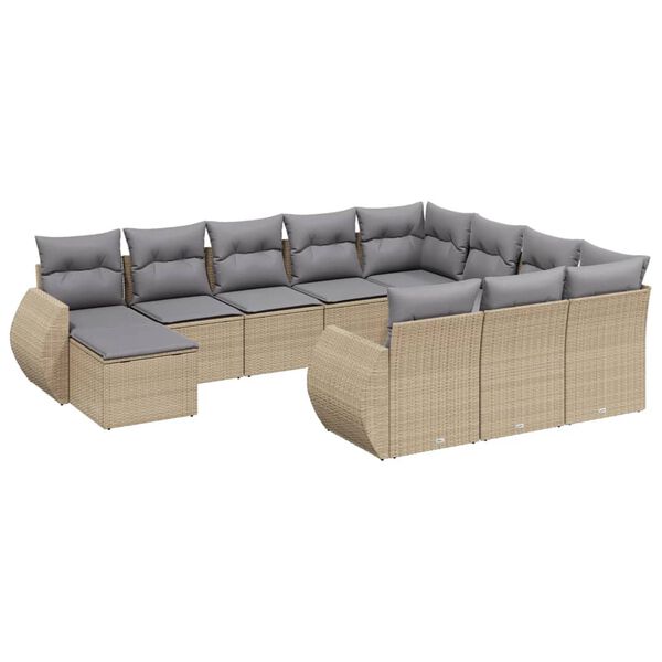 vidaXL sofas&aelig;t til haven 11 dele med hynder polyrattan beige